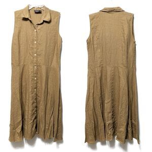 AMERICAN LIVING 100% Linen Button Midi Dress 14